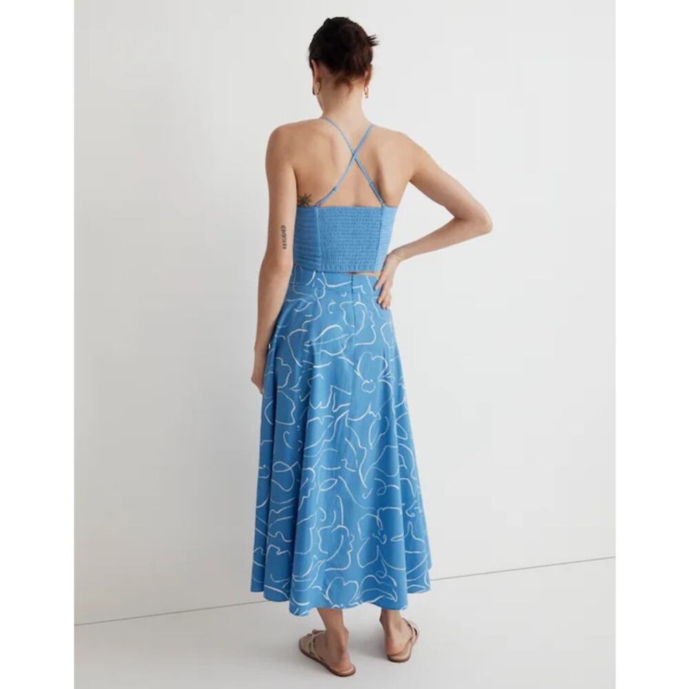 MADEWELL NWT Poplin Crop Tube Top Ornamental Blue Pleated Crisscross Size 6 - Picture 6 of 12
